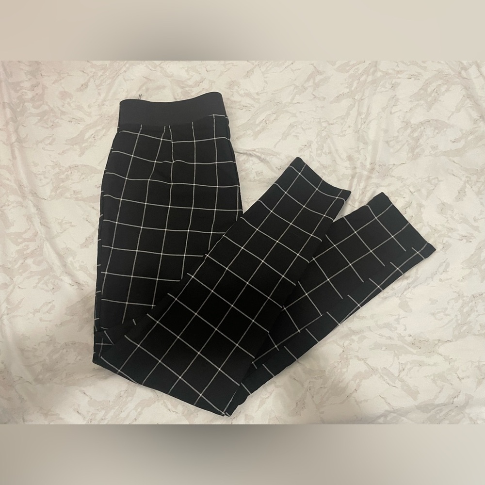Black grid dress pant